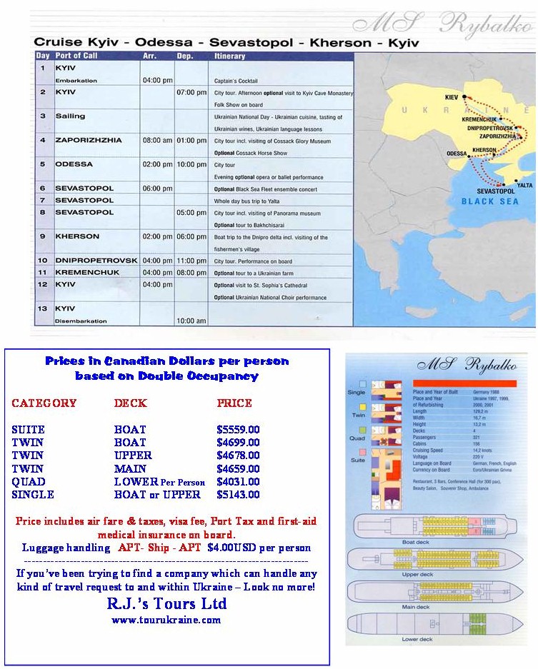 Ukraine Cruise tour itinerary